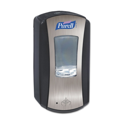 Purell LTX-12 Touch Free Hand Sanitizer Dispenser, 1200 mL, Brushed Chrome/Black, 1928-04