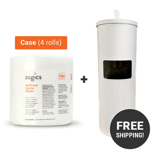 Wellness Center Wipes (4 rolls/case) + Wipes Floor Dispenser with Door
