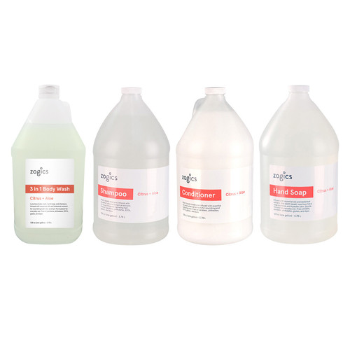 Zogics Bath & Body Care Gallon Sampler Case, Citrus + Aloe (4 gallons/case)