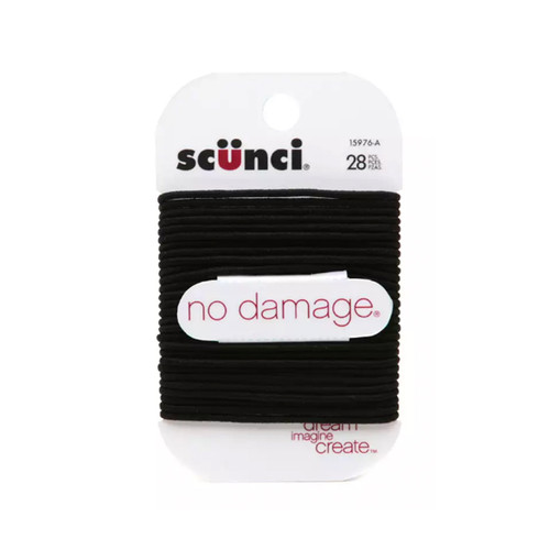 Scunci No Damage Hair Elastics, Medium, Black (28/pack)