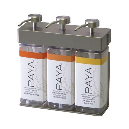 PAYA SOLera Satin Silver Rectangle 3-Chamber Refillable Dispenser