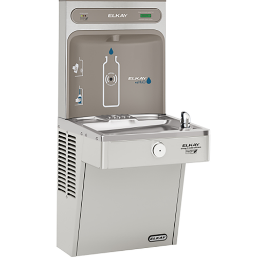 Elkay EZH2O Bottle Filling Station & Single High Efficiency Vandal-Resistant Cooler, Filtered 8 GPH, Stainless Steel, LVRCGRN8WSK