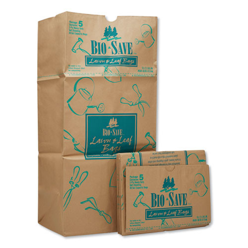 Lawn and Leaf Kraft Paper Bags, 30 gal, 16" x 35", 50 Bags