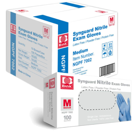 Exam Nitrile Gloves, Blue, 100 per box, 20 boxes/case | Synguard
