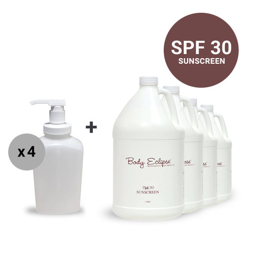 Body Eclipse SPF 30 Sunscreen, Fragrance-Free (4 Gallons/Case) + Free Tabletop Dispenser (4x32 oz Bottles)