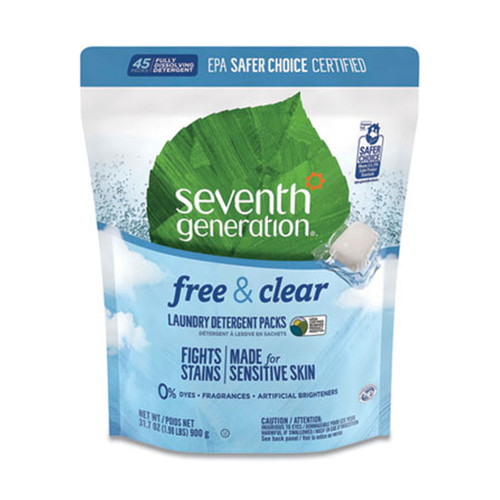 Laundry Detergent Packs, Free & Clear (45 Packets/Pack) | Seventh Generation