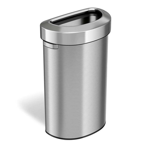 Open Top Series 23 Gallon Stainless Steel Semi-Round Trash Can | HLS