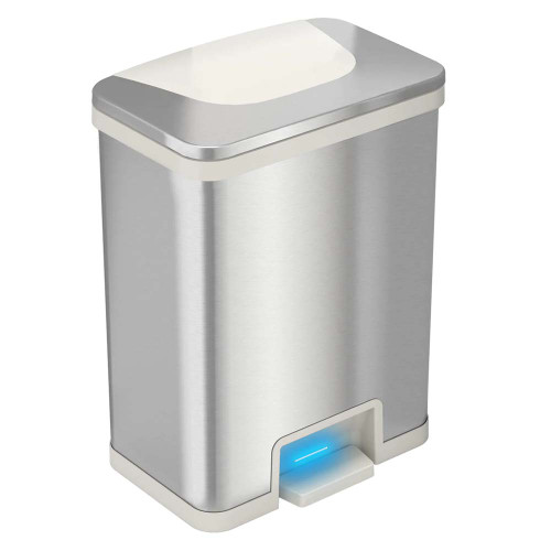 13-Gallon Power Step Trash Can with Tap Sensor, Stainless Steel