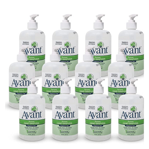 Avant 16.9 oz Alcohol Gel Fragrance Free Hand Sanitizer, (12/case)