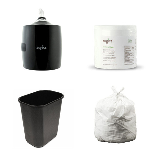 Beginner Bundle: Dispenser with Case of Wipes, Trash Can and Can Liners