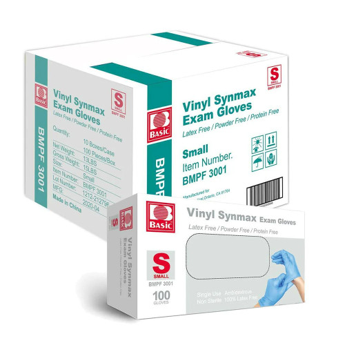 Blue Vinyl Synmax Exam Gloves, Medium (1000/case)