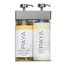 PAYA SOLera Satin Silver Oval 2 Chamber Refillable Dispenser