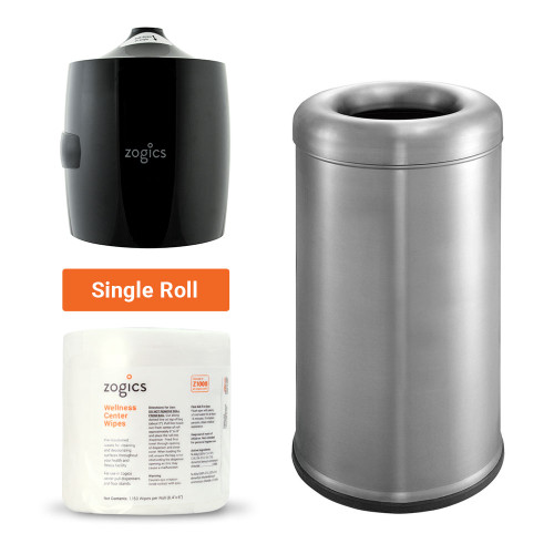 8 Gallon Open Top Trash Can with Wellness Wipes and Dispenser