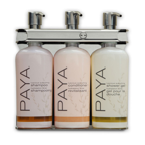 PAYA Aquamenities Stainless Steel 3-Chamber Refillable Dispenser