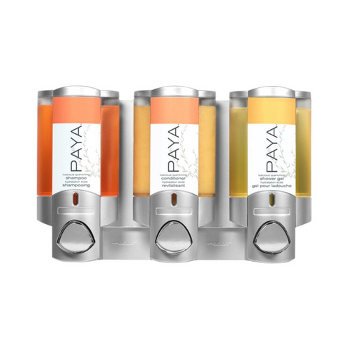 PAYA AVIVA Satin Silver/Translucent 3 Chamber Refillable Dispenser
