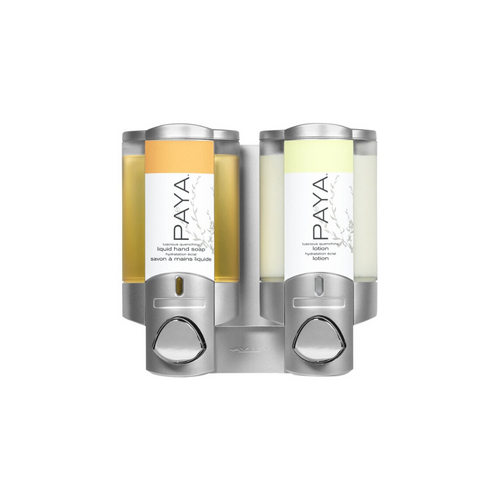PAYA AVIVA Satin Silver/Translucent 2 Chamber Refillable Dispenser