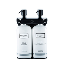 Beekman 1802 Fresh Air Aquamenities Black Stainless Steel 2 Chamber Refillable Dispenser