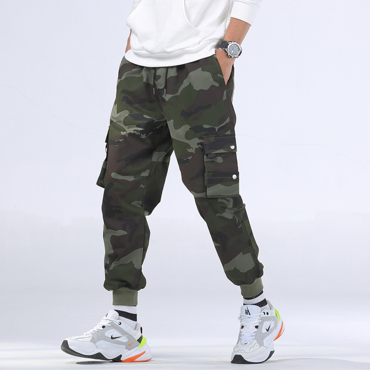 Camo joggers outfit men clearance
