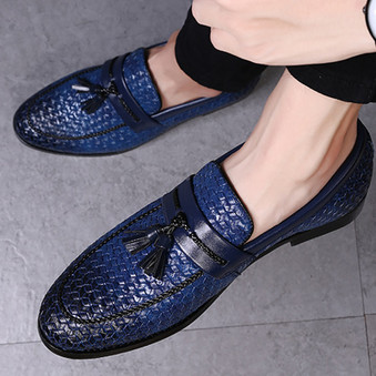 Large size 38-48 tassel plaid men loafers