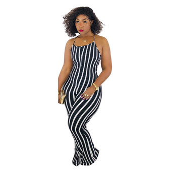 Striped Backless Sexy Jumpsuits