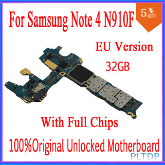  Samsung Note 4 N910F Motherboard 32GB Mainboard With Chips IMEI 100% Good working logic board,Original unlock