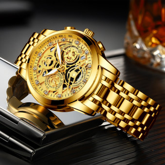  Mens Watch Gold Big 