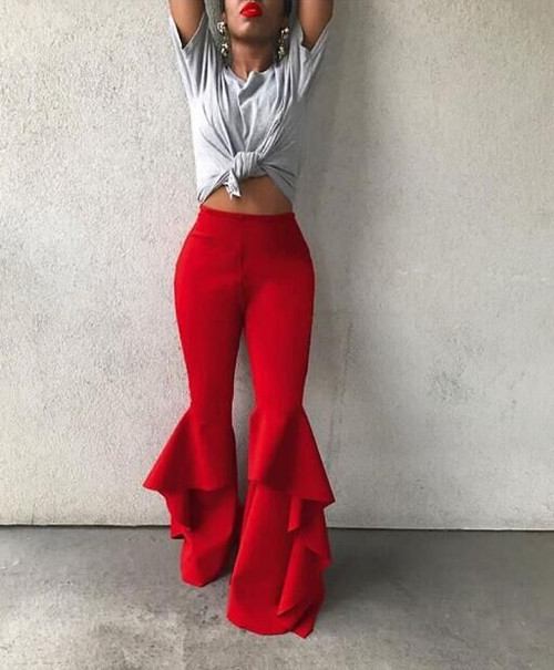 Easy Chic Vintage Ruffles Trousers