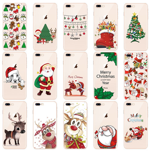 Christmas Case Funda Soft Xmas Cover Coque For iPhone 11 Pro Max XS Max XR XS 7 8 Plus X 5 5s SE 6 6S Plus 4 5C Cases Printing