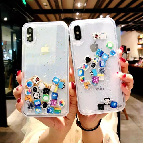 For iPhone 8 Liquid Hard PC Clear Phone Shell For iPhone 6 6S 7 8 Plus X XS XR MAX
