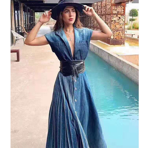 Button Jeans Long Skirt High Quality