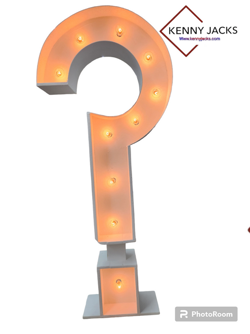 4 ft tall lighted wood marquee question mark sign