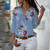 Elegant Long Sleeve Print V-Neck