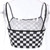 Women Black And White Plaid Camisole Fashion