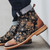 Winter Mens Booties Floral Print Ankle Boots