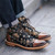 Winter Mens Booties Floral Print Ankle Boots