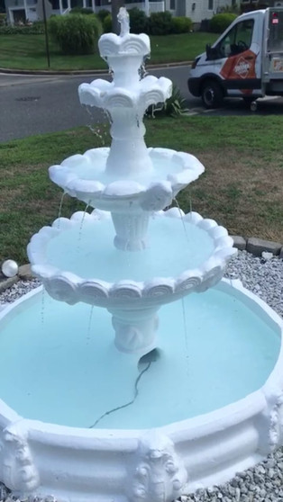 hand carved stone fountain suitable for families and business out door decorations. durable and elegant for hotels, homes, parks, offices and restaurants.
fountain material is cement and concrete stone.
sculptured 70 height (tall) .
12 x 24 x 34 basins.
floor pool surrounds is 65.
fountain is made in pieces of 8 and easy to move or delivered in a wooding crate on and on a pallet .delivers 7 to 14 days and requires masonry.  job installing the ground pool ring and installing the pump.
comes with three color lights and a remote control of 8 different color changer.
fountain is meant to recycle same  water  over and over meaning this works with a pump to flow the water from top tier  to middle to bottom and thus producing then noise of calming water fall for relaxation. 
available in different colors. contact us for details on customization.