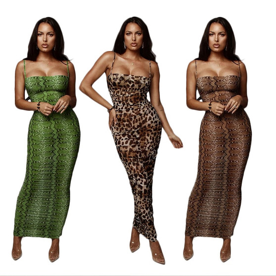 Sexy Leopard Print Snake Skin Dress