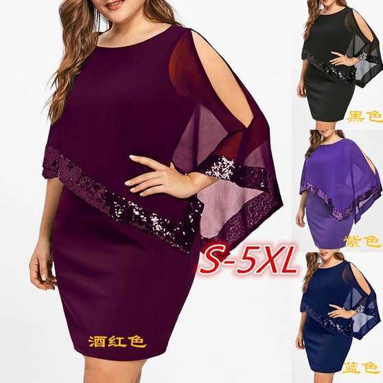 sequins stitching large size women's dress