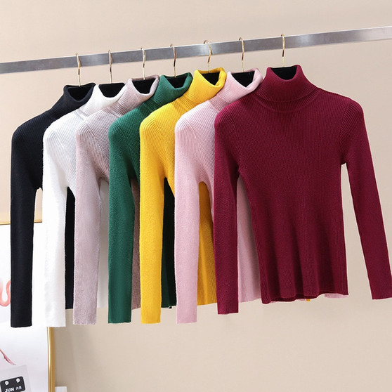 Elastic Solid Jumper Fall Winter Soft Tops