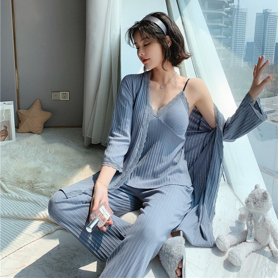 Womens Winter Clothing Pyjamas Robe 3 Pcs