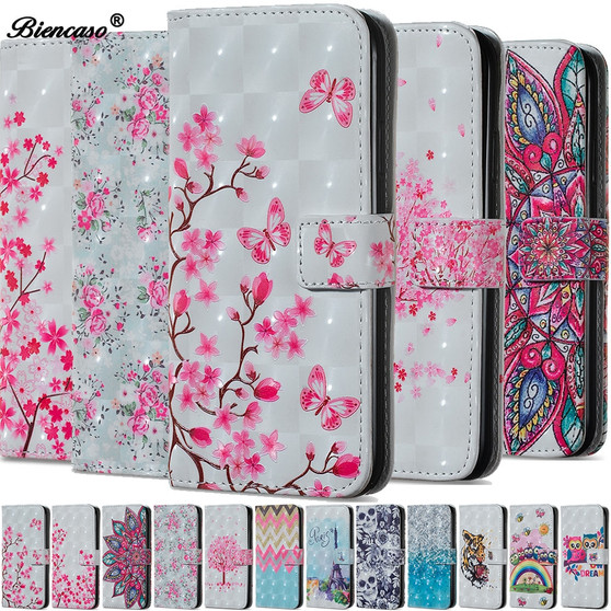 Leather Wallet Phone Case for Samsung Galaxy S6 S7 Edge S8 S9 Plus S9+ S8+ G9650 G9600 Flower Flip Cover For iPhone 11 8 7 Cases