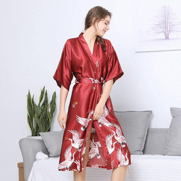 Summer Red Sexy Women Bridesmaid long Satin