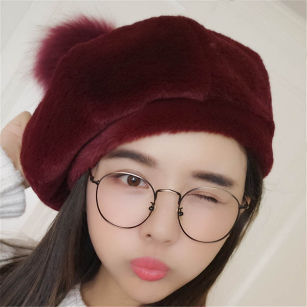 Women Hat Winter Octagonal Beret