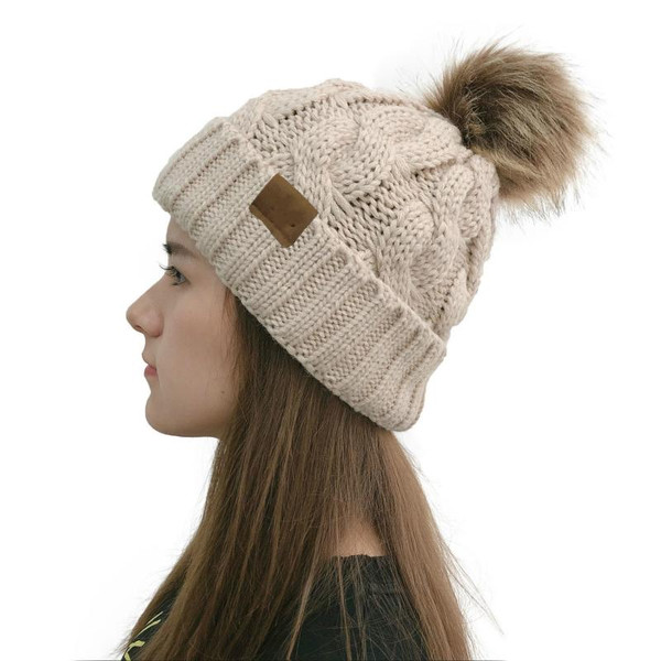  Ponytail Hair Ball Knit Dual-use Cap
