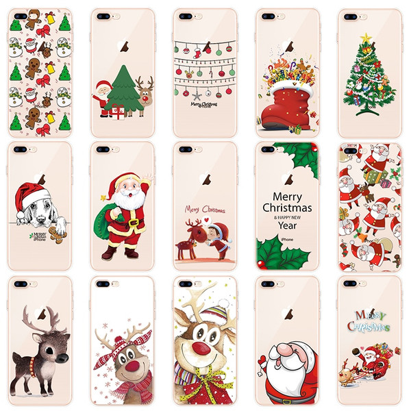 Christmas Case Funda Soft Xmas Cover Coque For iPhone 11 Pro Max XS Max XR XS 7 8 Plus X 5 5s SE 6 6S Plus 4 5C Cases Printing
