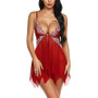 Open Front Closure Mesh Sheer Nightgown