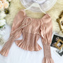 Romantic Pink Shining  Puff Sleeve