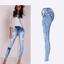 Summer Style Low Waist Sky Blue Patchwork Skinny