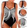 One Piece Swimsuit Push Up Vintage Retro