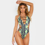 Snake Print Deep V Neck One Piece Swimsuit Summer Cut